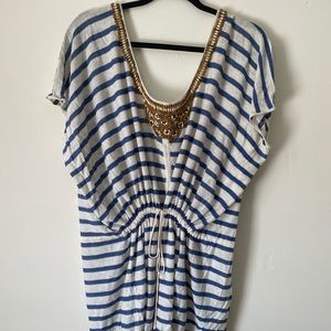 MODA international nautical Striped Beach cover up